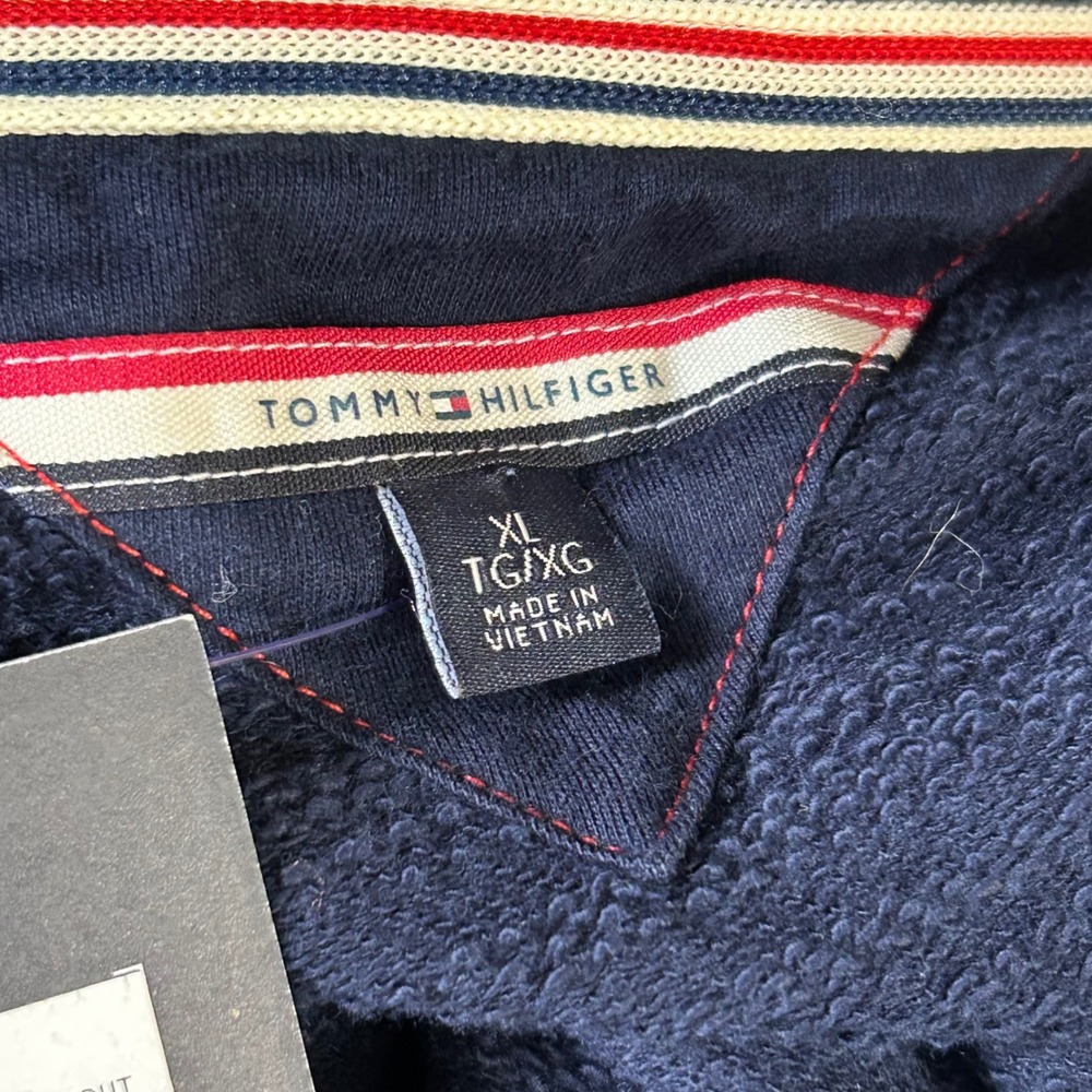 NEW Tommy Hilfiger Women XL Colorblock Sweatshirt Navy Red White Cotton Crewneck - Picture 6 of 10